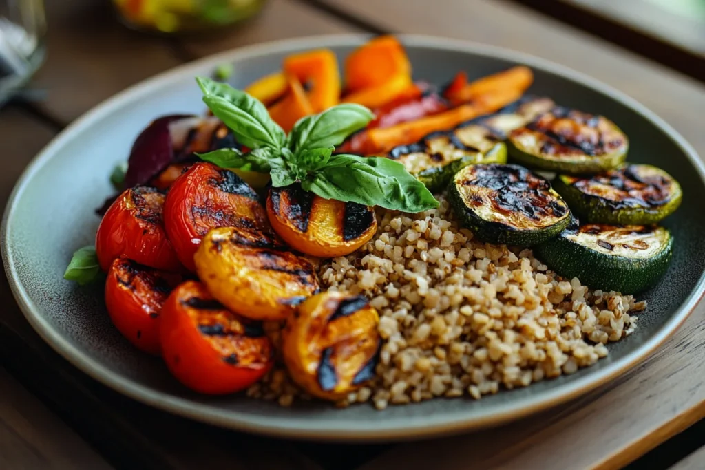 A serving of freekeh grains_with vegetables