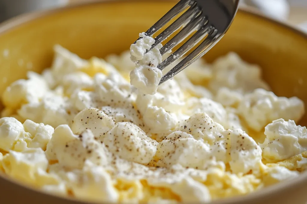 Close-up of the initial whisking process, emphasizing the mixture’s texture and the action of preparation.