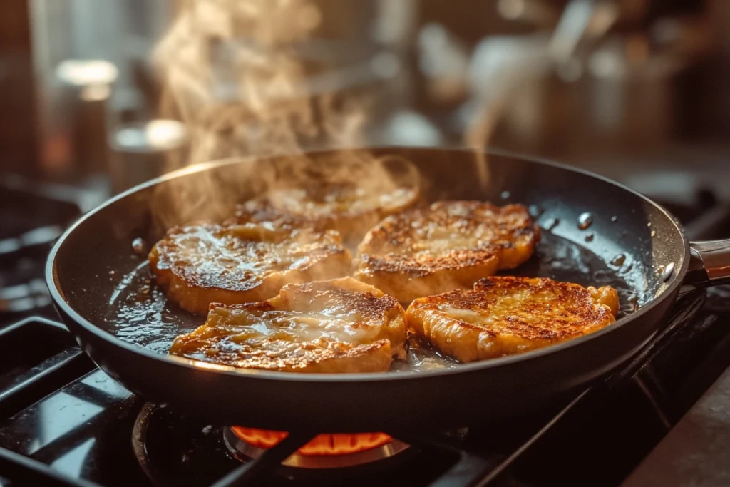 French Toast Cooking in a Pan