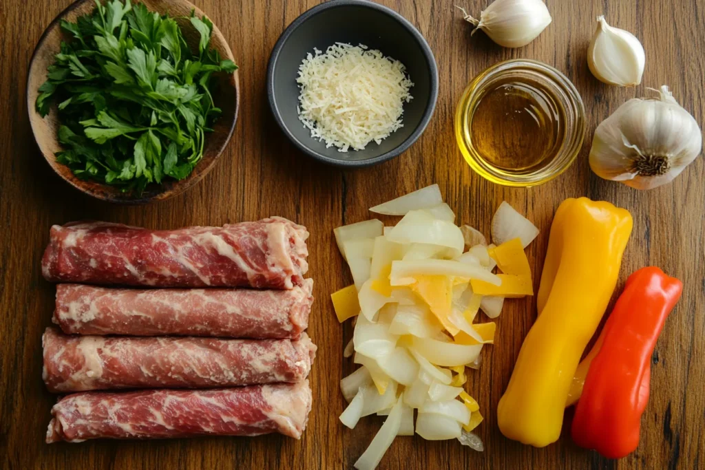 Ingredients for Authentic Philly Cheesesteak Egg Rolls