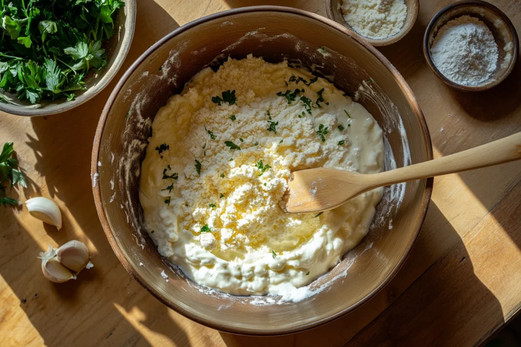 High-Protein Greek Yogurt Garlic Bread Ingredients mix