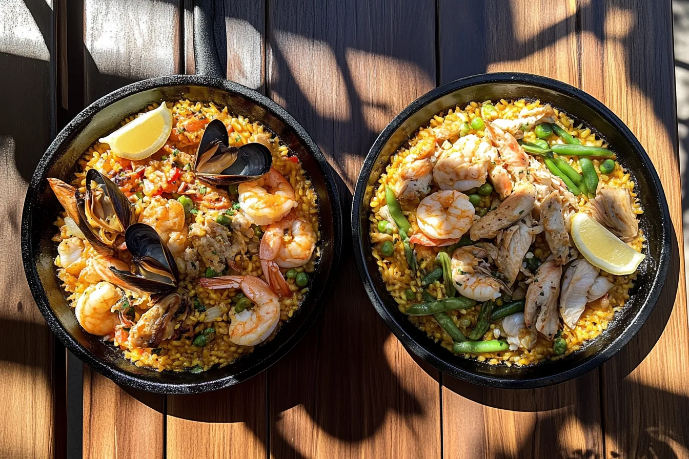 Paella de mariscos and Paella Valenciana difference