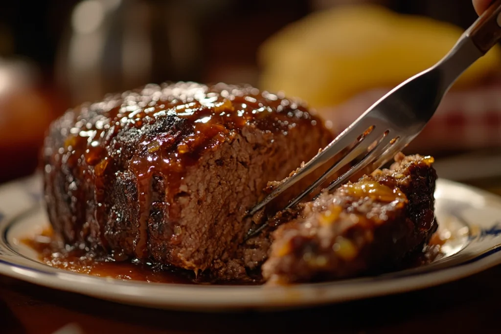 slicing Juicy Meatloaf