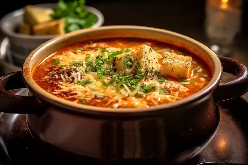 Serving lasagna soup