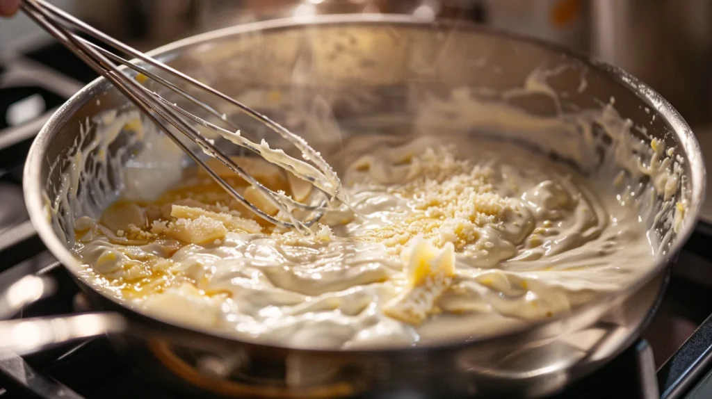 making Alfredo Sauce